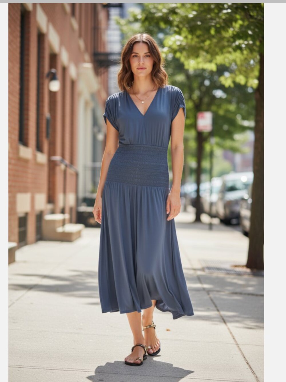 NWOT White House Black Market $140 Matte Jersey Smocked Midi Dress XL